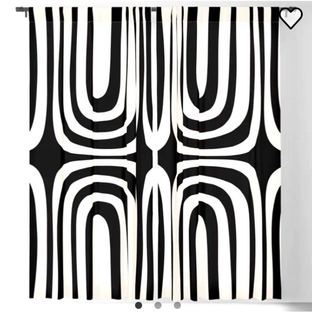 Society6 Midcentury Modern Abstract Blackout Curtains in Black and Almond Cream